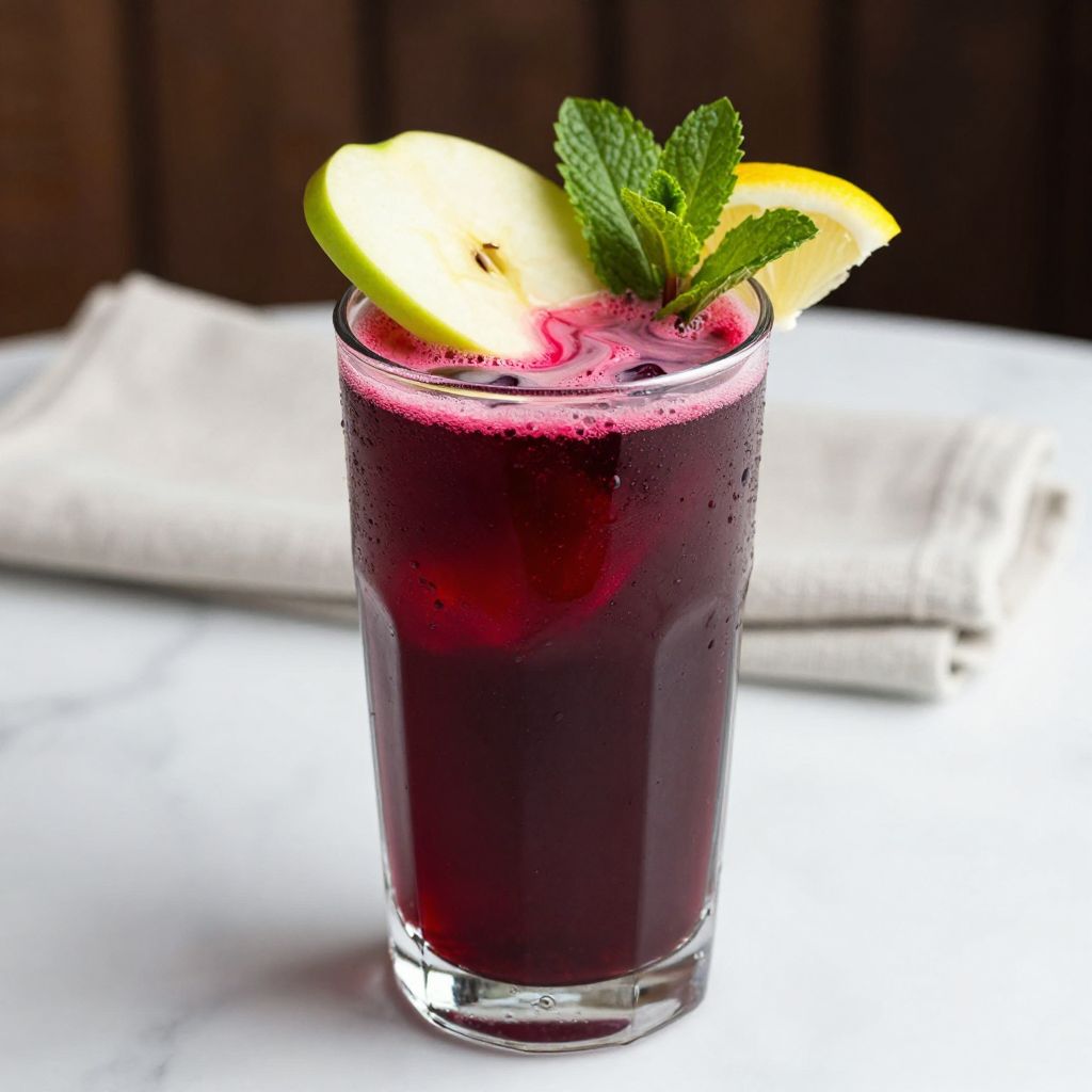 Beet juice served with ingredients