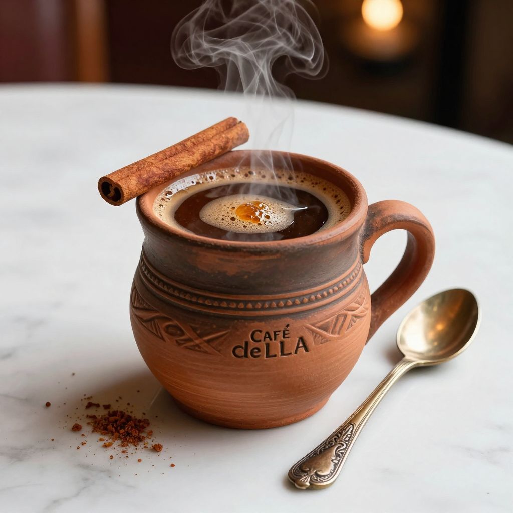 Served café de olla in small cups with spices