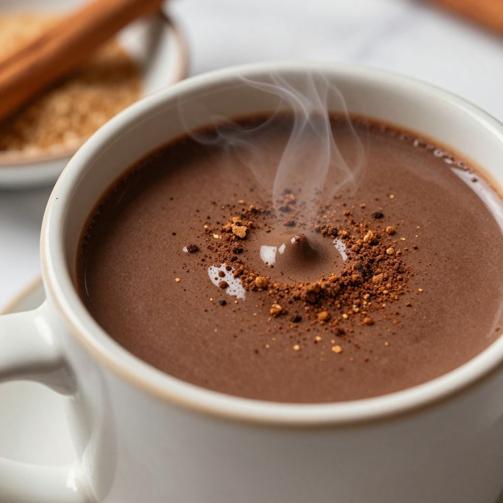 Champurrado being cooked in a saucepan