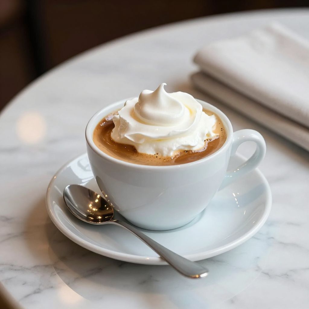 Espresso con panna served in cup