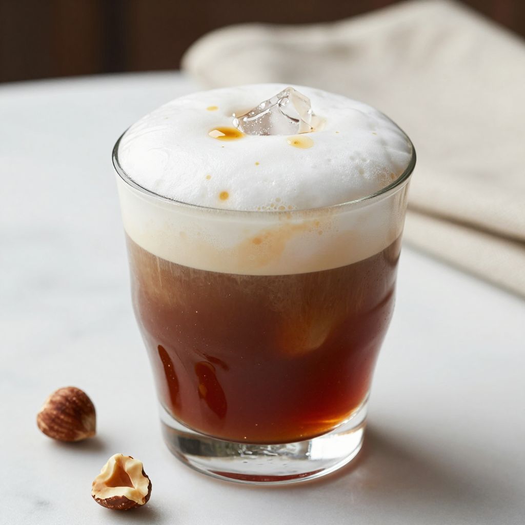 Ready hazelnut shaken espresso in glass