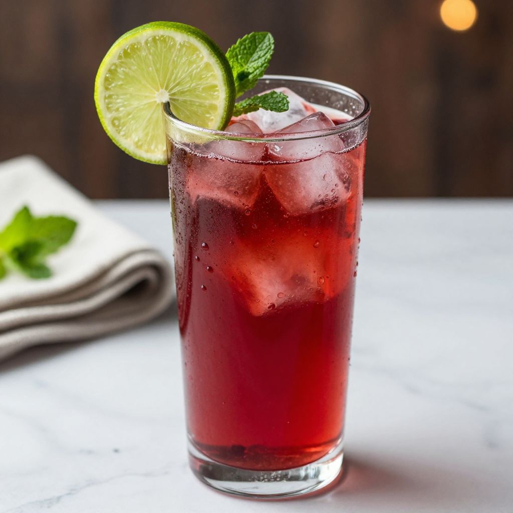 Glass of cold hibiscus tea