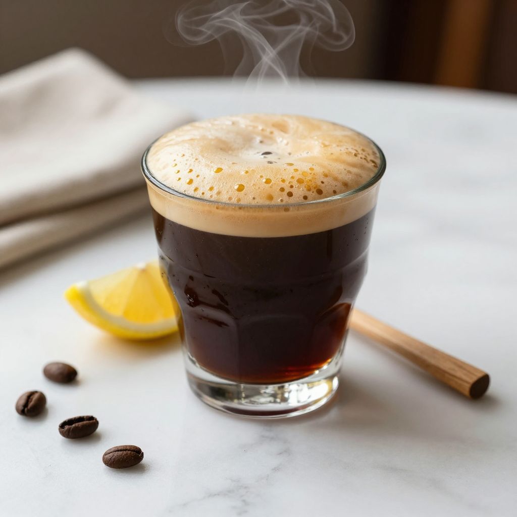 Finished long black coffee served