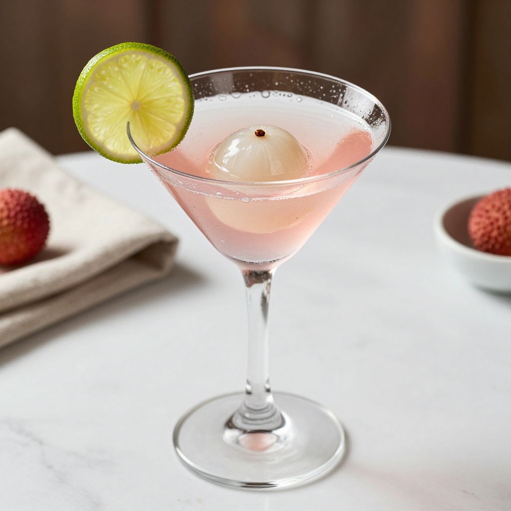 Served lychee martinis