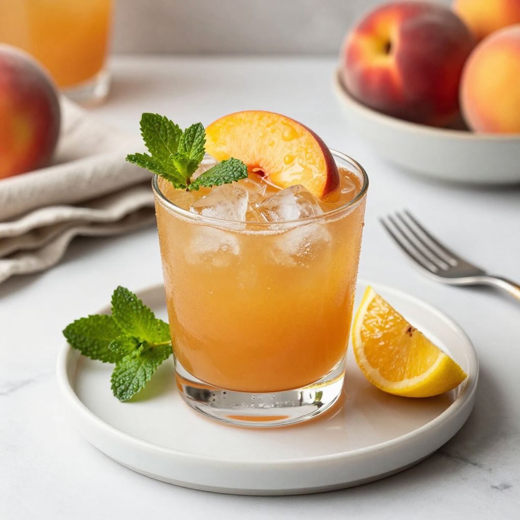 Peach Bourbon Smash cocktail served
