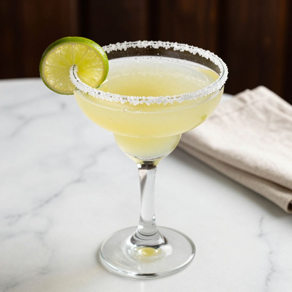 Finished Cadillac Margarita with lime garnish