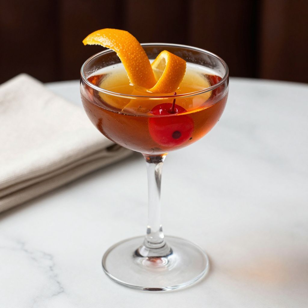 Southern Comfort Manhattan Glass and Ingredients
