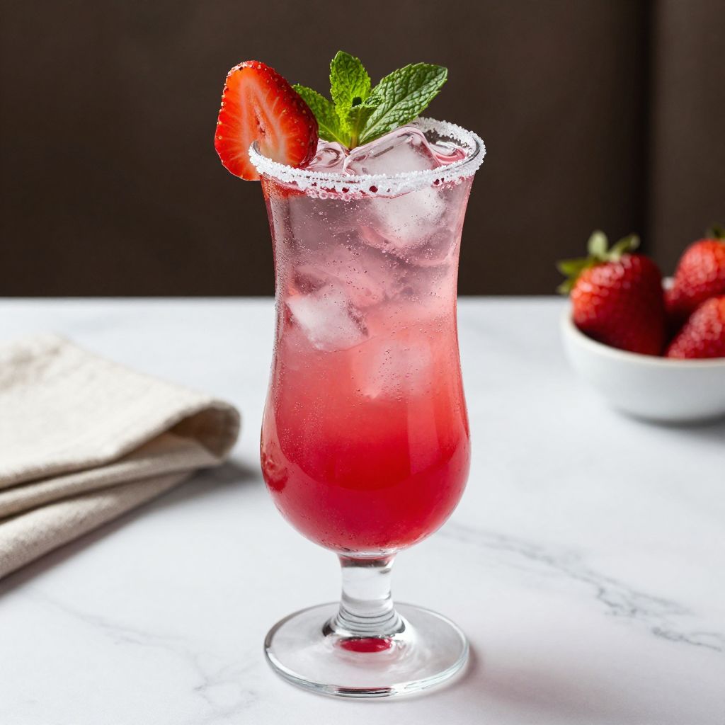 Glass of Strawberry Acai Lemonade with garnish