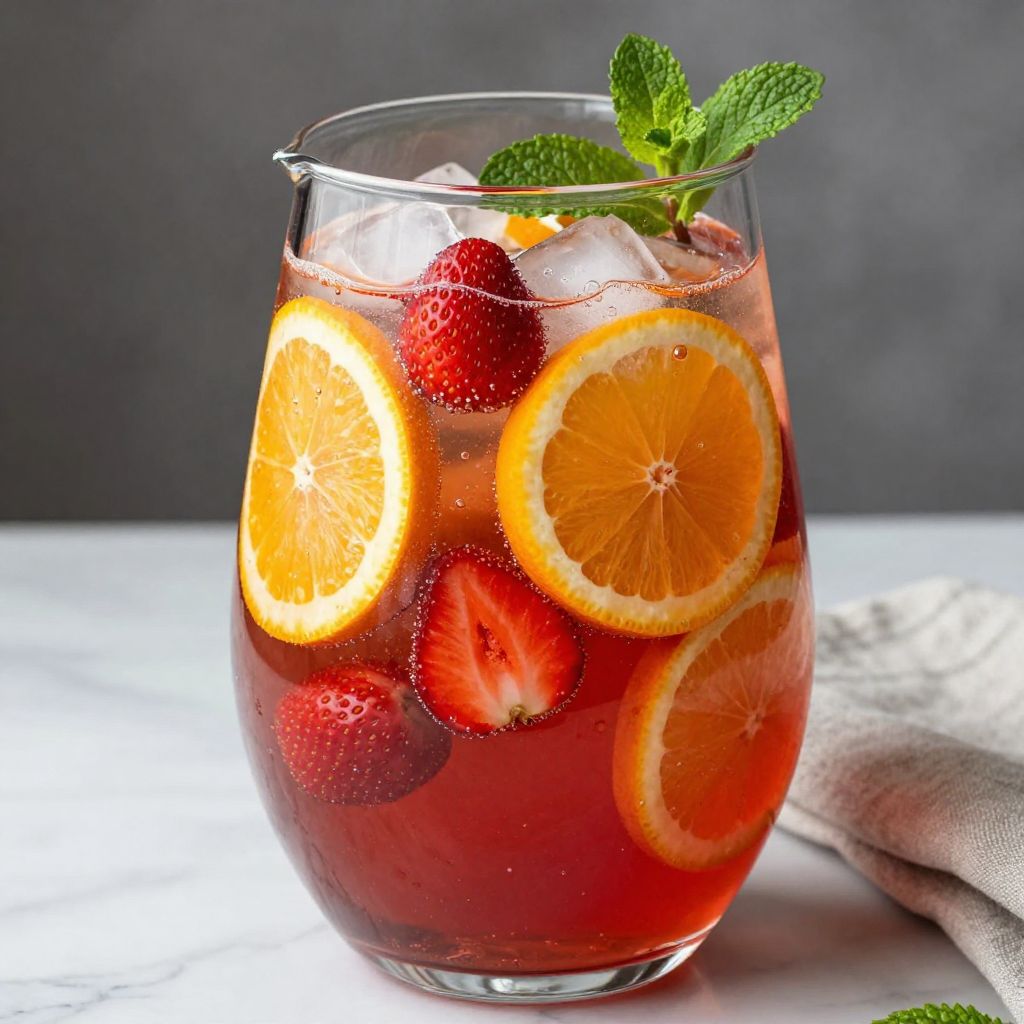Glass of ready strawberry sangria