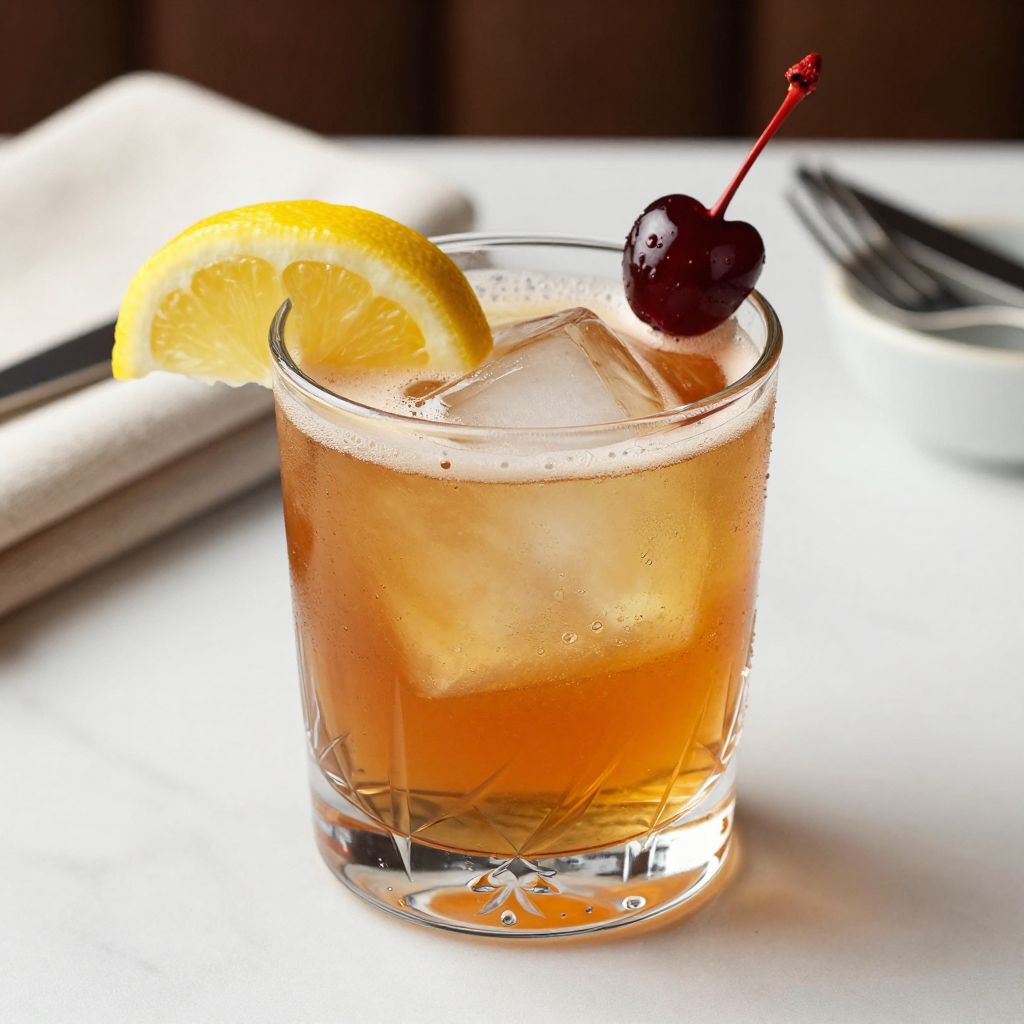Whiskey sour serving and presentation image